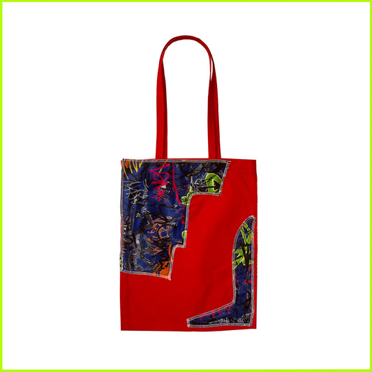 Medium Tote Bag "Rossa" con scarti di tessuto stampato