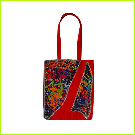 Medium Tote Bag "Rossa" con scarti di tessuto stampato