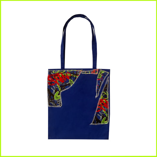 Medium Tote Bag "Blu" con scarti di tessuto stampato