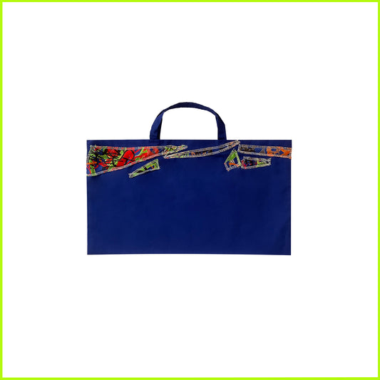 Medium Tote Bag "Blu" con scarti di tessuto stampato