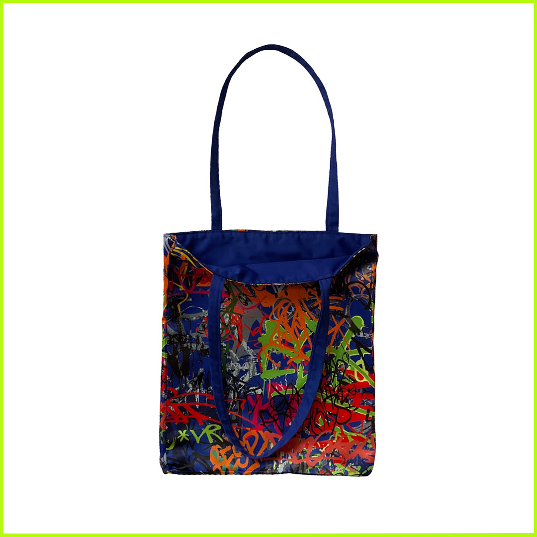 Maxi Printed Tote Bag "Blu" con fodera interna