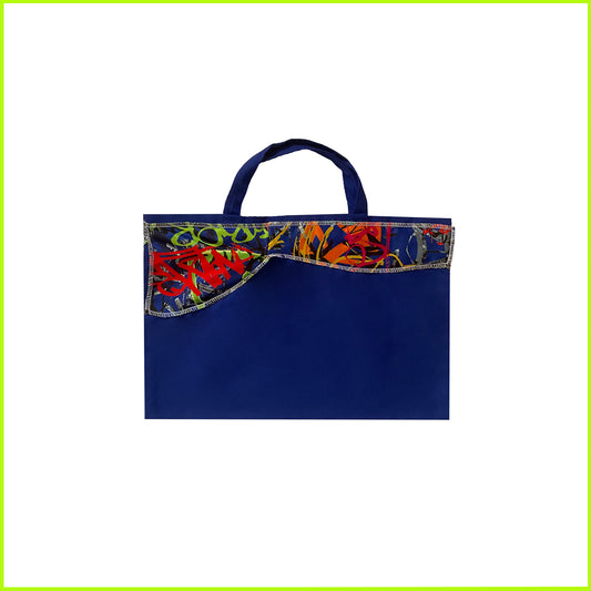 Medium Tote Bag "Blu" con scarti di tessuto stampato