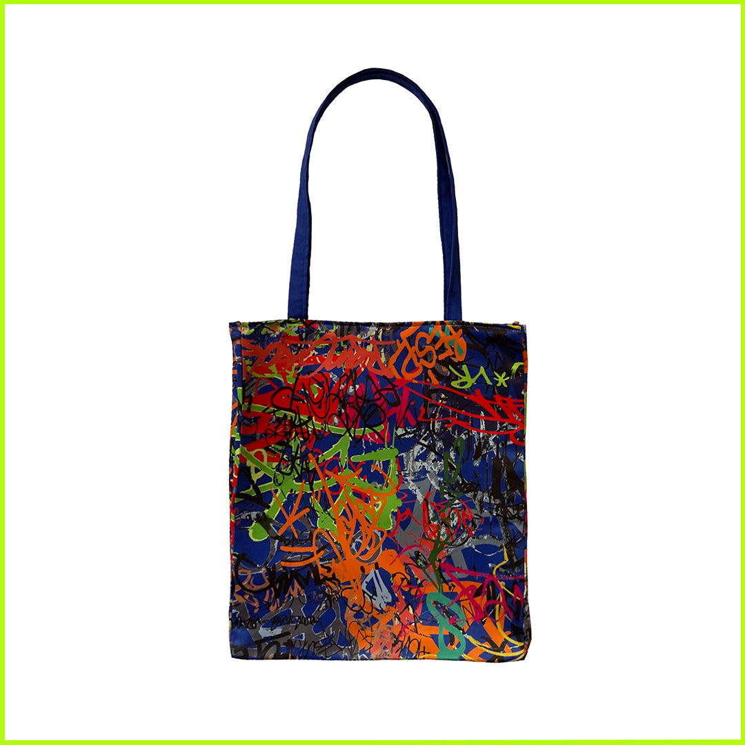 Maxi Printed Tote Bag "Blu" con fodera interna