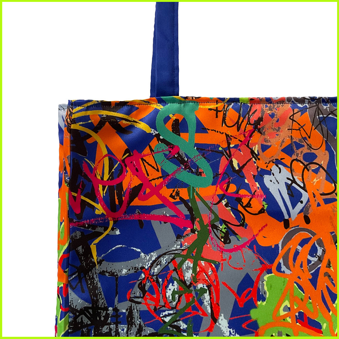 Maxi Printed Tote Bag "Blu" con fodera interna