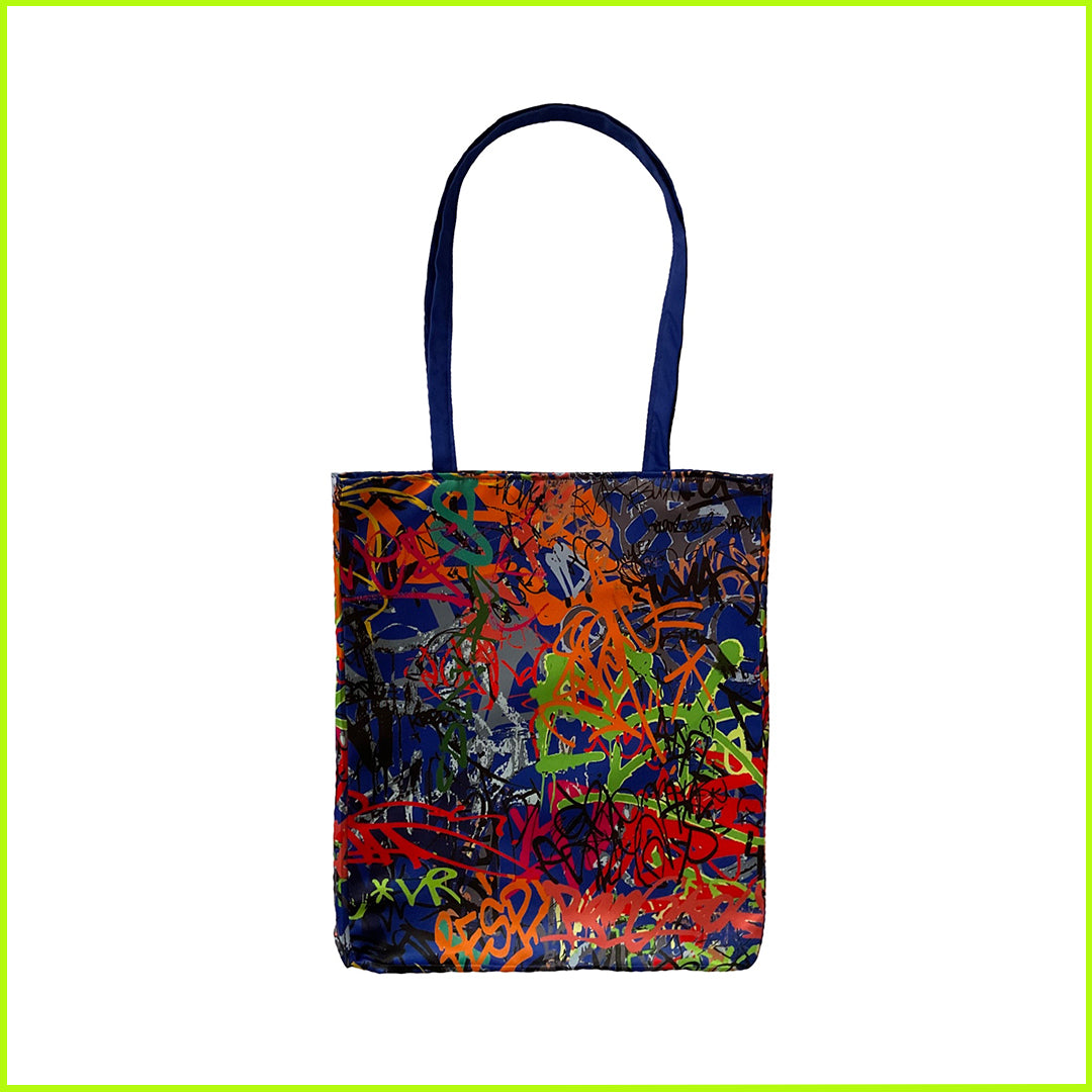 Maxi Printed Tote Bag "Blu" con fodera interna